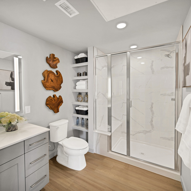 Camber Apartments - Spacious Bathroom with Vanity and Stand Up Shower