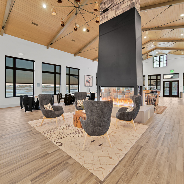 Camber Apartments - Resident Clubhouse Lounge Area with Fire Place