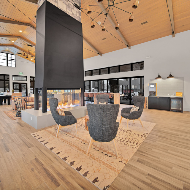 Camber Apartments - Resident Clubhouse Lounge Area with Fire Place