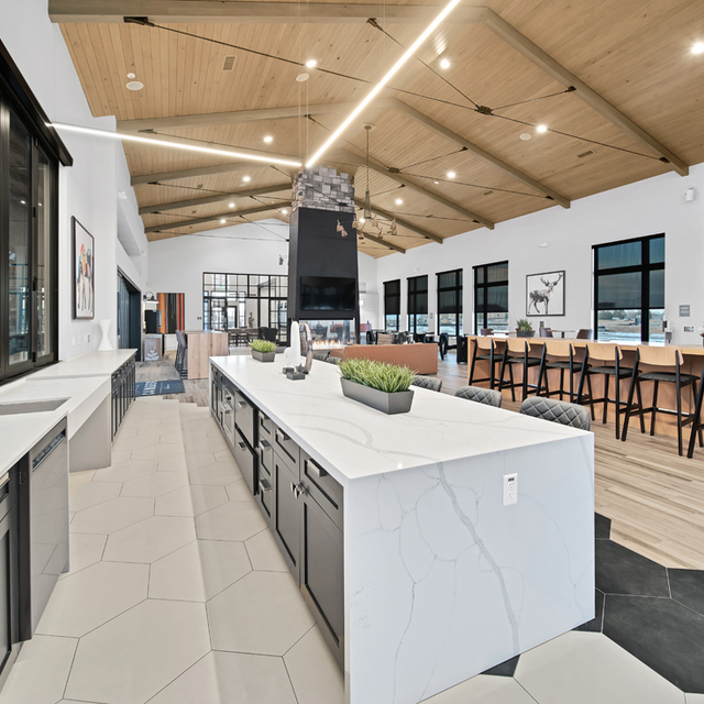 Camber Apartments - Resident Clubhouse Lounge Area with Huge Kitchen and Bar