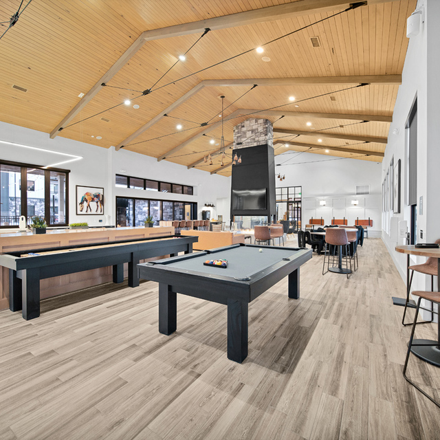 Camber Apartments - Resident Clubhouse Lounge with Pool Table and Shuffleboard